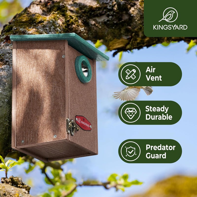 Kingsyard Recycled Plastic Bird House for Outdoors - Weatherproof Wren Bird Nesting with Predator Guard & Air Vents, Green - Image 2